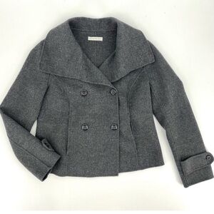 100% Wool Cambridge Dry Goods Gray Double Breasted Coat size small